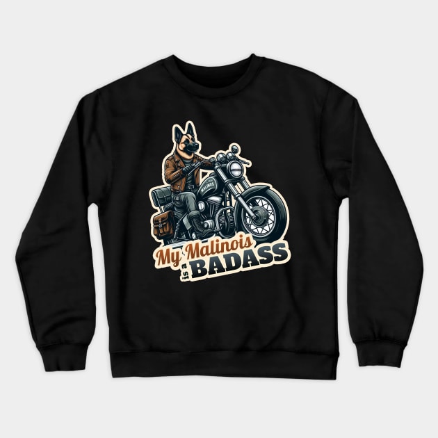 Belgian Malinois Biker Crewneck Sweatshirt by k9-tee